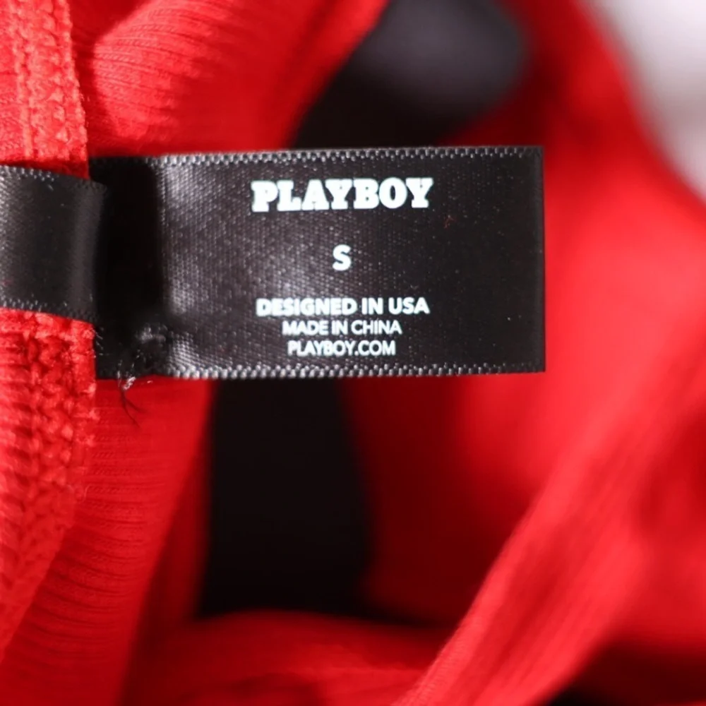 🅽🅴🆆 𝐏𝐋𝐀𝐘𝐁𝐎𝐘 Essentials Rib Scoop Neck Bra, red bralette, size Small